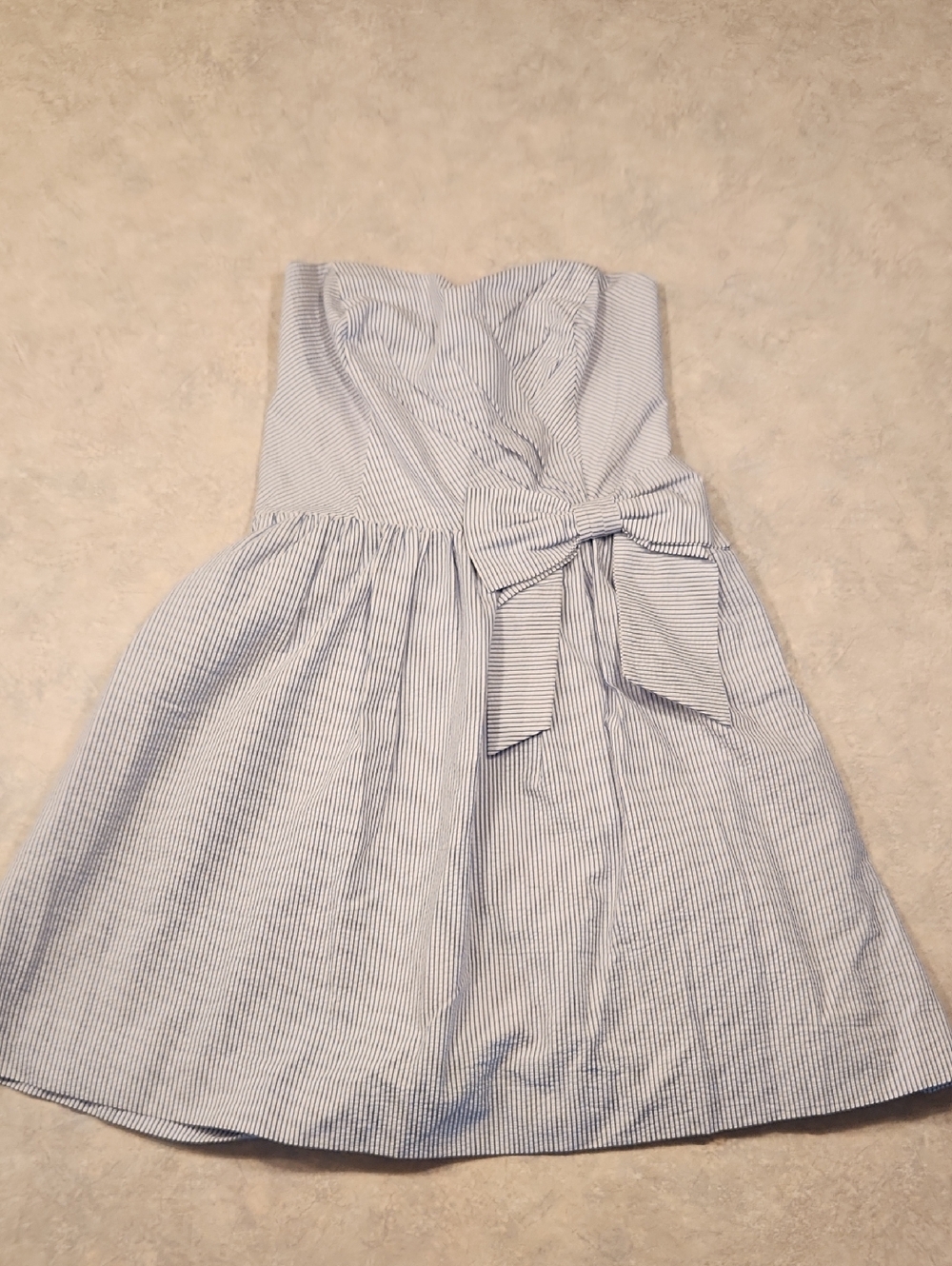 Lilly Pulitzer Blue & White Striped Strapless Dress with Side Bow